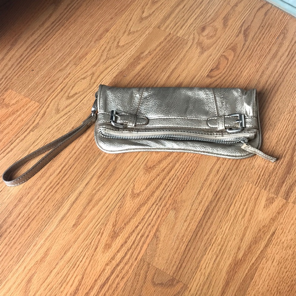 Express Metallic Gold Two Size Wristlet Clutch
